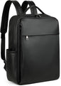MASINTOR 15.6 inch PU Leather Laptop Backpack Purse for Women, Large College Casual Backpack Travel Bag Black