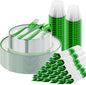 SUT 175 Pcs Green and Clear Plastic Dinnerware Set
