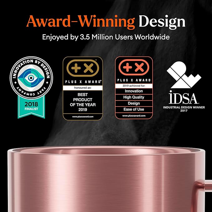Ember Temperature Control Smart Mug 2, 10 Oz, App-Controlled Heated Coffee Mug with 80 Min Battery Life and Improved Design, Rose Gold