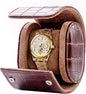 MR.OKAY Single Watch Travel Case- Classic Leather Watch Case with Superb Texture.(Portable Watches Roll Or Organizer for Storage and Display).Festival Gift for Men, All Handcrafted by Artisans.