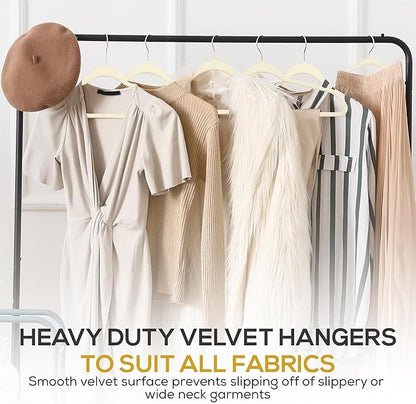 Premium Ivory Velvet Hangers 30 Pack – Space Saving Felt Hanger, Non Slip Clothes Hangers for Closet, Heavy Duty Hanger for Coats, Shirts & Pants, 360° Swivel Hook, Hold Up to 10lbs