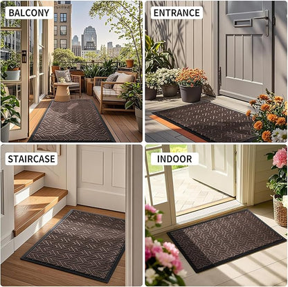 Yimobra Large Door Mat Outside Entrance 36x24, Waterproof Heavy Duty Outdoor Mats for Front Door, Non Slip Rubber Entry Mat for Garage Patio, Easy Clean, Brown