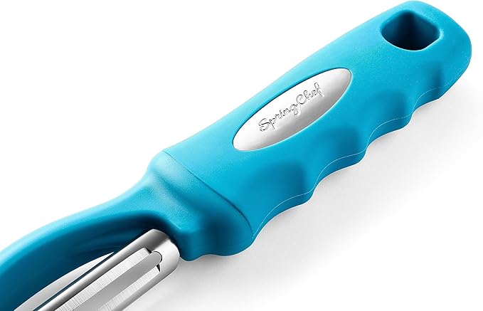 Spring Chef Premium Swivel Vegetable Peeler, Comfortable Handle and Ultra Sharp Stainless Steel Blades - Perfect Kitchen Peeler For Veggie, Fruit, Potato, Carrot, Apple - Teal