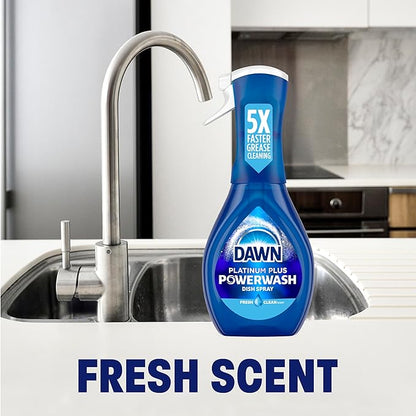 Dawn Powerwash Spray, Dish Soap, Dishwashing Liquid, Cleaning Supplies, Fresh, 1 Starter Kit + 1 Refill, 32 Fl Oz