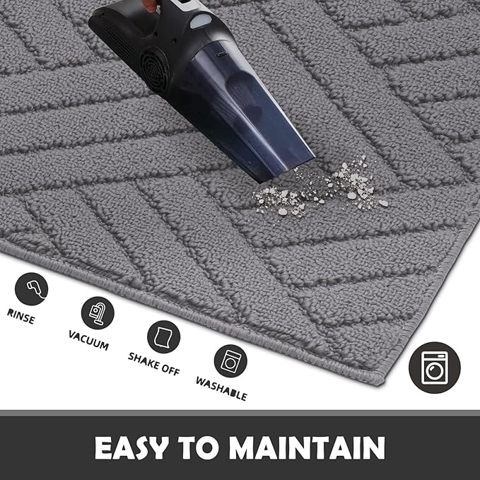 Door Mat Indoor, Non-Slip Rubber Backing Entry Rug & Door Mats, Low-Profile Entryway Rugs, Absorbent Resist Dirt Doormats Machine Washable Inside Floor Door mat,Grey 20"x31.5"
