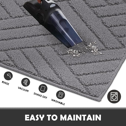 Door Mat Indoor, Non-Slip Rubber Backing Entry Rug & Door Mats, Low-Profile Entryway Rugs, Absorbent Resist Dirt Doormats Machine Washable Inside Floor Door mat,Grey 20"x31.5"