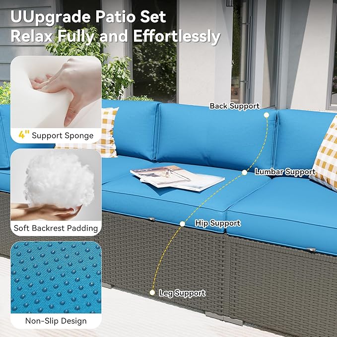 Aoxun Patio Furniture Set, 11 Piece Outdoor Sectional Sofas