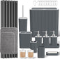 Bathroom Accessory Set - Bathroom Set, 27PC Bathroom Accessories Set, Grey Bathroom Sets with Shower Curtain and Rugs, Mini Trash Can, Toilet Brush, Trash Can & Soap Dispenser