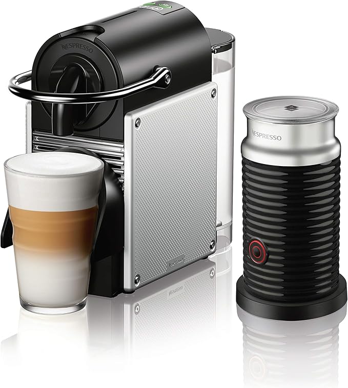 Nespresso Pixie Coffee and Espresso Machine by De'Longhi with Milk Frother, Aluminum, 34 ounces