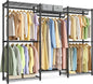SONGMICS Heavy-Duty Clothes Rack, Garment Rack, Portable Closet, 68.7-Inch Wide Clothing Rack with Adjustable Mesh Shelves and Hanging Rails, Ink Black ULGR433B01
