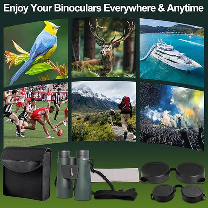 15x56 Binoculars for Adults High Powered - Aurosports HD Large View Binoculars with Clear Low Light Vision - Lightweight Easy Focus Bird Watching Hunting Hiking Cruise Travel - Green