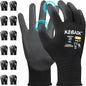 Kebada W1 Work Gloves for Men and Women, PU Coated Safety Gloves with Grip, Touchscreen, Ideal for Warehouse Package Handling, Construction, Gardening, Black Medium
