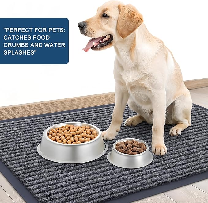 OLANLY Front Door Mat Indoor Outdoor Entrance, Waterproof Heavy Duty Doormat, Fade Resistant, Low Profile, Easy Clean Patio Porch Welcome Floor Mats for Entry, 59x35, Grey