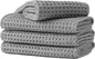 Microfiber Waffle Face Towels, 4 Pieces, Soft, Absorbent, Fast Drying, Lint Free (Gray)