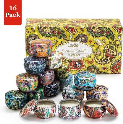 Set 16 Pack Scented Candles Gifts Soy Wax Travel Tin Jar Candles for Home 2.5 OZ Scented Candles for Mom for Christmas, Birthday, Thanksgiving, Mother's Day…