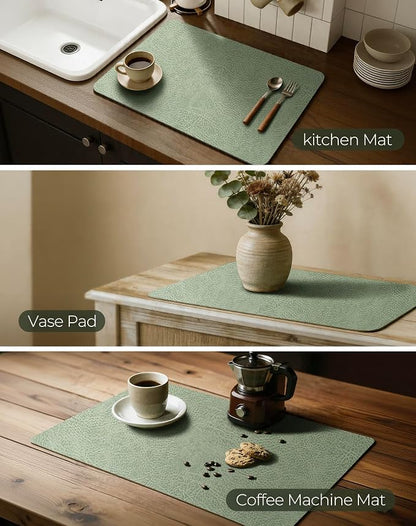 Leetaltree Reversible Faux Leather Placemats and Coasters Set of 16, 12x17 Inch