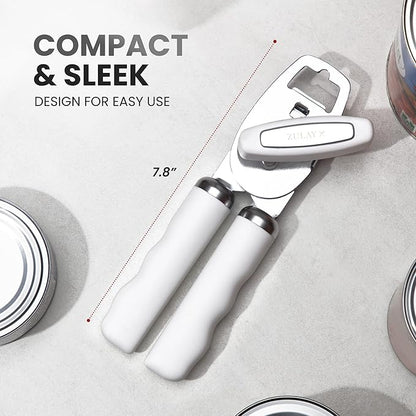 Zulay Kitchen Heavy Duty Stainless Steel Can Opener Manual with Bottle Opener - Rust Proof Manual Can Opener With Turn Knob & Soft Grip Handles