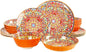 Mandala Dinnerware Sets (16 PCS) Serves for 4, Buffet Dinnerware, Boho Plates and Bowls Set with 8.3" salad Plate 8.6"/10.6"dinner Plate 6.4" bowl, apply Indoor Outdoor Dining