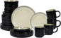 HomeVss 20-Piece Dinnerware Set - Serves 4, Reactive Glaze Bubble Beige Plates & Bowls Set | Microwave & Dishwasher Safe Dishes Set