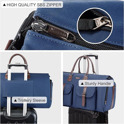 Modoker Garment Convertible Weekender Bag,Carry on Canvas Garment Duffle Bag Heavy Duty Overnight Bags for Men Women