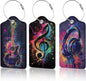 3 Pack Music Luggage Tags for Suitcases, Note Headphones Guitar Cute Leather Name Tag with Privacy Cover with Stainless Steel Loops, Travel ID Bag Tags for Women Men