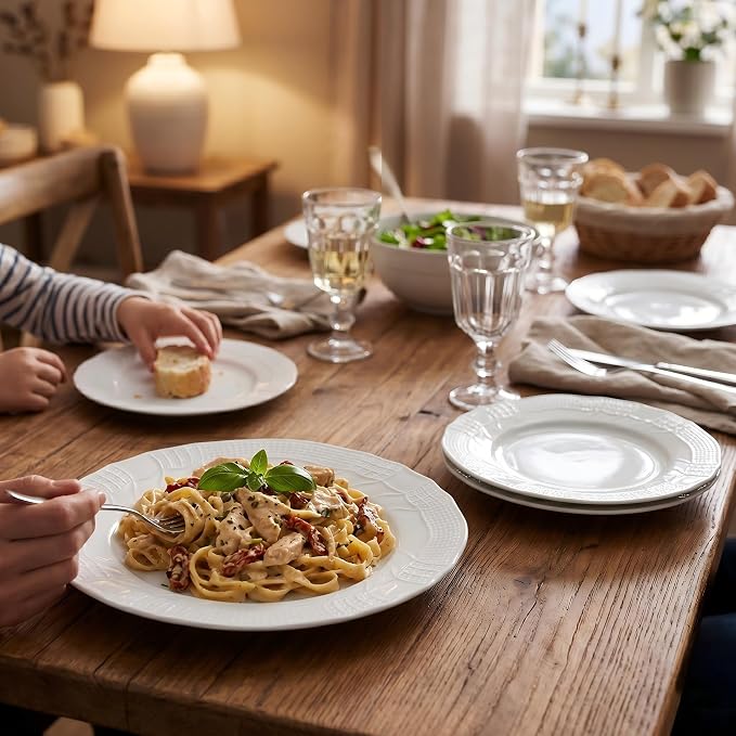 10 Inch Porcelain Dinner Plates Set of 4, Dishwasher safe, Microwave safe