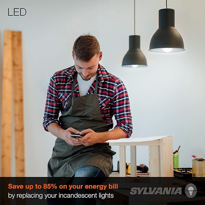 LEDVANCE Sylvania LED Light Bulb, 60W Equivalent A19, Efficient 8.5W, Medium Base, Frosted Finish, 800 Lumens, Bright White - 4 Pack (79704)