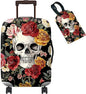 Luggage Cover Plus - Sugar Rose Skull Travel Suitcase Cover for 18-20 inch Luggage (S) with Concealed Zipper, Washable Elastic Cloth, Dustproof, Anti-Scratch
