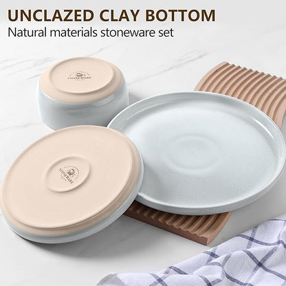 LIANYU Porcelain Dinnerware Set for 6, 18PCS Elegant Plates and Bowls Set with Stackable Design, Highly Chip and Scratch Resistant, Dishwasher Safe, Glacier Gray