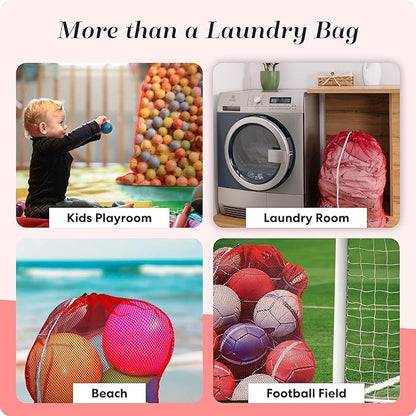 Handy Laundry Mesh XL Laundry Bags - Durable, Machine Washable with Secure Drawstring Closure - Perfect for College Dorms, Laundromats, Apartments (Red, Large 24" x 36", 2-Pack)
