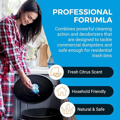 KINZUA ENVIRONMENTAL Sharpshooter, Heavy-Duty Trash Can Odor Eliminator & Degreaser, Garbage Surface Cleaner and Deodorizer Foam, Professional-Grade, Fresh Citrus Scent, 32 oz