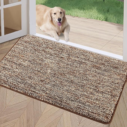 REFETONE Coffee/Brown Doormat, 24'x36', Indoor Non Slip Absorbent Rug for Entryway, Resist Dirt, Machine Washable, Low-Profile, Ideal for High-Traffic Areas, Housewarming Gift