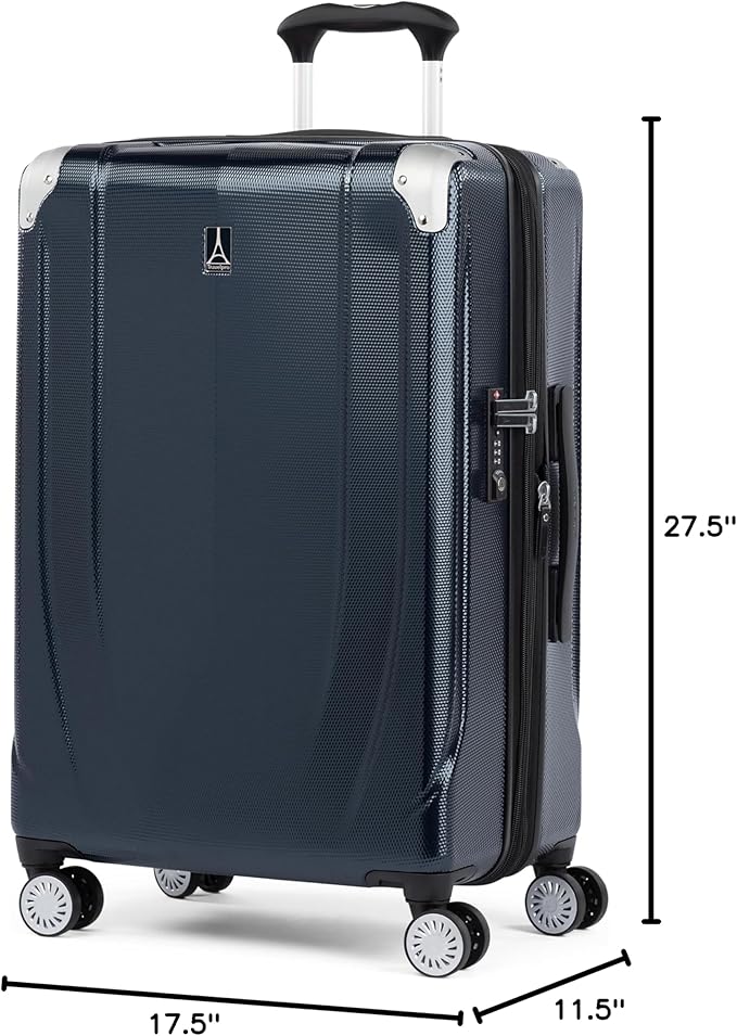 Travelpro Pathways 3 Hardside Expandable Luggage, 8 Spinner Wheels, Lightweight Hard Shell Suitcase, Checked Medium 25 Inch, Royal Blue