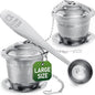 Large Tea Infuser (Set of 2) with Tea Scoop and Drip Trays by Apace – Multi Cup Size Stainless Steel Loose Leaf Tea Strainer and Steeper