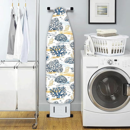 Extra Thick Ironing Board Cover and Pad, 15x54 Ironing Board Cover, Resist Scorching and Staining,Elastic Edges,Coral Nautical