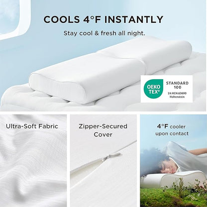 Bedsure Cervical Neck Support Pillow for Sleeping, Ergonomic Odorless Memory Foam Cervical Contour Orthopedic Pillow for Neck Pain Relief, for Side, Back, Stomach Sleeper