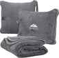 BlueHills Premium Soft Travel Blanket Pillow Airplane Flight Blanket Throw Bag Pillowcase Compact Large 2 in 1 Combo Warm Traveling Plane Essentials Portable Gifts Lightweight Grey Gray T007