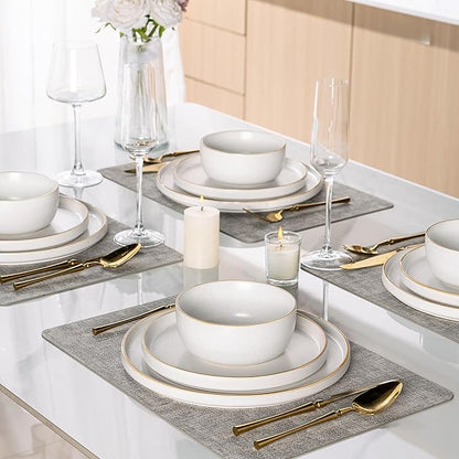 AmorArc Stoneware Dinnerware Sets for 6,Reactive Ceramic Plates and Bowls Set,Highly Chip and Crack Resistant | Dishwasher & Microwave Safe | Round Dishes Set Service for 6 (18pc)