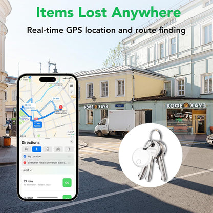 Air Tracker Tags-4 Pack: Smart Bluetooth Tracker, Item Finder Works with Apple Find My (iOS Only) App, Trakcer Tag Locator for Keys, Luggage, Satchel, Backpack etc. (Not for Android Devices)