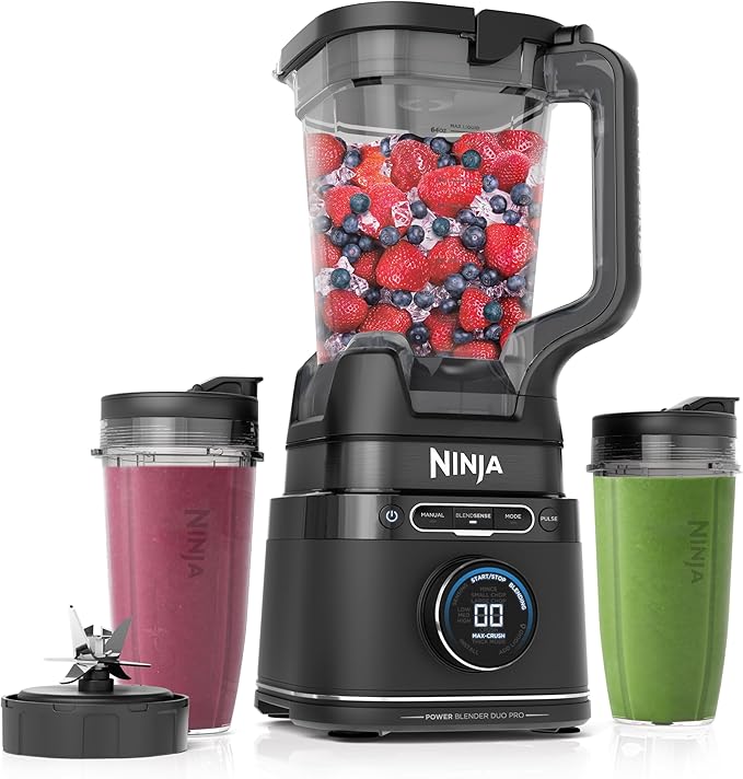 Ninja Detect Power Blender Pro + Personal Single-Serve, BlendSense Technology, For-Smoothies, Food and More, Compact Kitchen Countertop, 1800 P-Watts, 72 oz. Pitcher, (2) 24 oz. Cups, Black, TB301