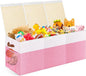 Extra Large Toy Storage Box with Lid, Collapsible Sturdy Toys Chest Storage Organizer Bin Basket with Divider for Kids, Boys, Girls, Closet, Playroom, Bedroom, Nursery, 40"X14"X16", Pink & White