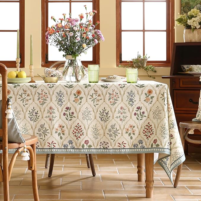 ISAENNE Designer Linen Square Tablecloth,Western Colorful Floral Indoor Table Cloth,Fall Wrinkle Resistant Decor Tablecloths for Dining Thanksgiving Kitchen Christmas,67"*67"-Serenity B