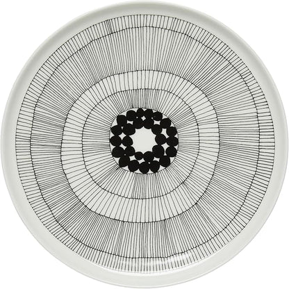 MARIMEKKO Oiva Siirtolapuutarha Dinner Plate — Refine Your Kitchen Décor with Our Iconic Black & White Stoneware — Stylish White Porcelain Dinner Plates to Elevate Your Dining Experience (10”)