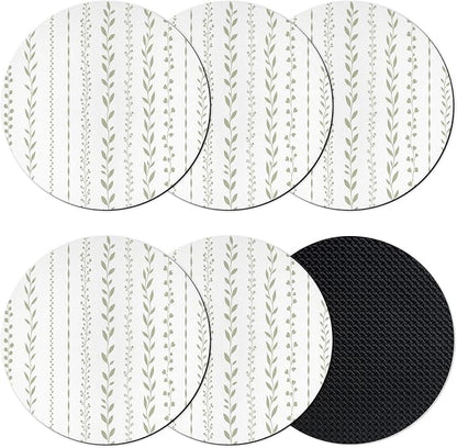 Spring Botanical Coasters Set of 6, Absorbent Coasters