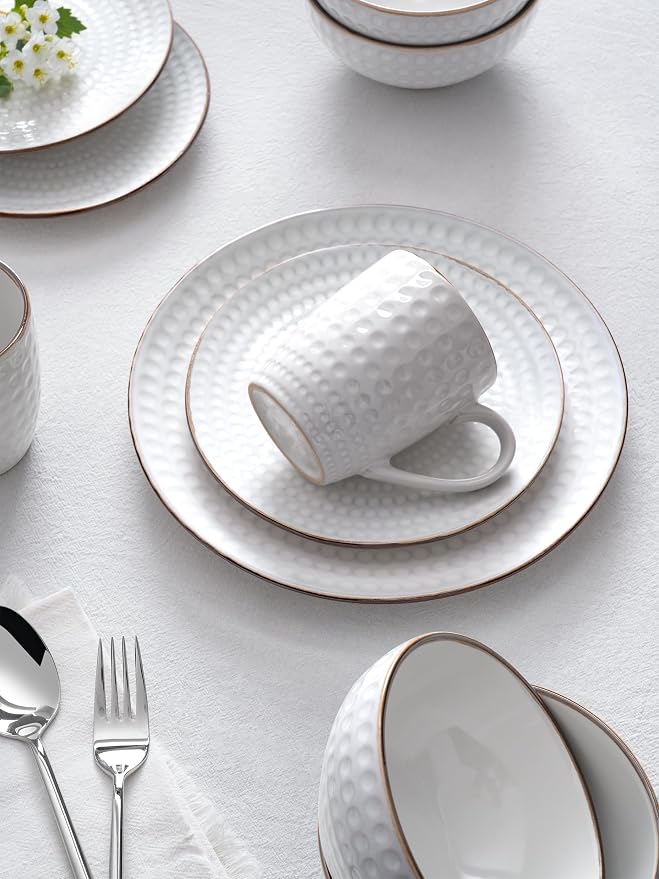 Famiware Ceramic Plates and Bowls Sets, Chip & Scratch Resistant, Microwave &