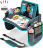 Kids Travel Tray with Dry Erase Board - Car Seat Tray for Kids Travel, Carseat Table Top for Toddler, Lap Desk for Car Seat, Activity Organizer & Snack Holder, Road Trip Essentials for Kid (Aqua)