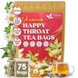 Premium Happy Throat Herbal Tea – 75 Bags Of Supper Tea Blend: Marshmallow Root, Slippery Elm & Ginger – Dry & Sore Throat Relief – Caffeine-Free, No Honey, No Citrus – No Sugar