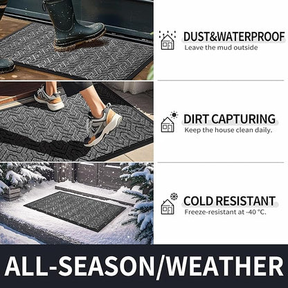 Yimobra Large Door Mat Outside Entrance 36x24, Waterproof Heavy Duty Outdoor Mats for Front Door, Non Slip Rubber Entry Mat for Garage Patio, Easy Clean, Black Grey