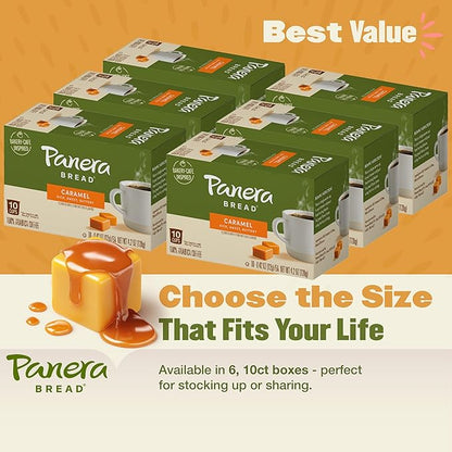 Panera Caramel Coffee Pods, Light Roast Cups, Keurig Compatible, Natural Caramel Flavor, 100% Arabica, Kosher, No Artificial Ingredients 60 Single Serve Pods (6 Packs of 10)