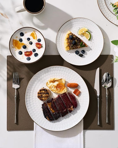 Famiware Ceramic Plates and Bowls Sets, Chip & Scratch Resistant, Microwave &